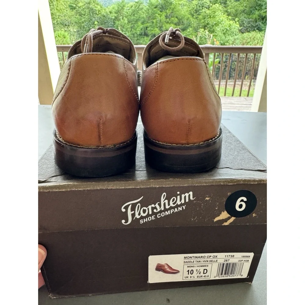 Florsheim Montinaro Cap Toe Men Dress Shoes Size 10.5 Saddle Tan Leather Oxford‎